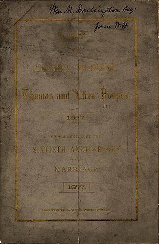 golden wedding of Thomas and Eliza Hoopes, 1817-1867