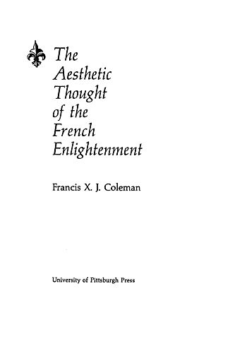 aesthetic thought of the French Enlightenment