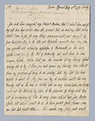 William Pitt to Mrs. [Alexander] Hood