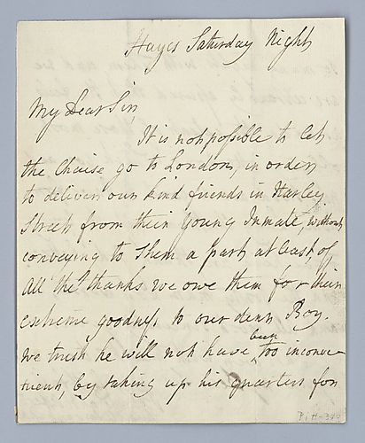 William Pitt to Captain [Alexander] Hood