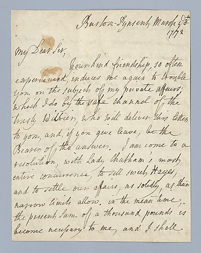 William Pitt to Alexander Hood