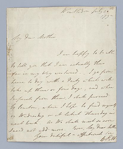 William Pitt the Younger to Lady Chatham