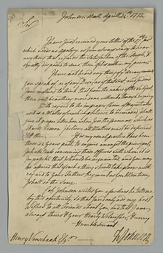 Sir William Johnson to Henry Van Schaak