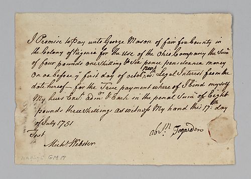 Abraham Tegarden’s promise to repay George Mason and the Ohio Company