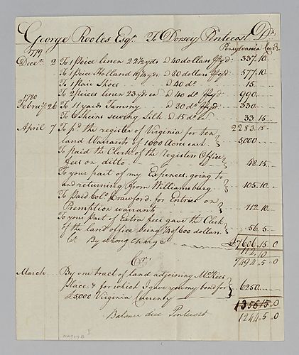 George Roote’s account with Dorsey Pentecost