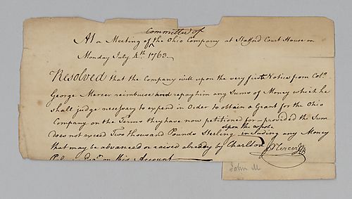 Resolution of the Ohio Company to repay George Mercer