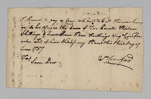 William Crawford’s debt to Thomas Cresap