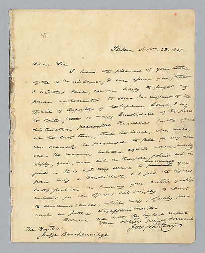 Joseph Story to H. M. Brackenridge (LB# 47)