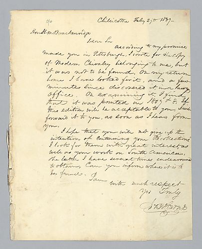 John B. Hearne to H. M. Brackenridge (LB# 96)