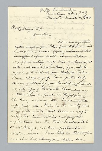H. M. Brackenridge to Brantz Mayer