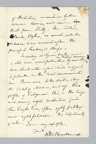 H. M. Brackenridge Letter Draft