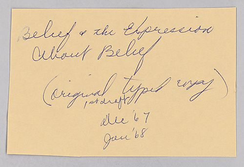 "Belief and the Expression of Belief,"