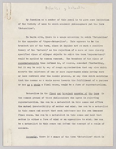"Definitions of Naturalism,"