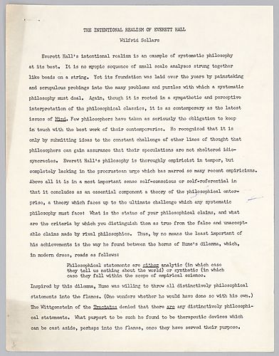"Intentional Realism of Everett Hall,"