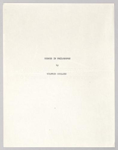 "Essays in Philosophy,"