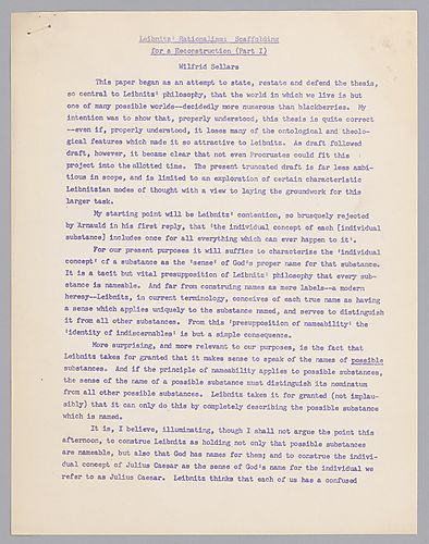 "Leibnitz Rationalism: Scaffolding for a Reconstruction,"