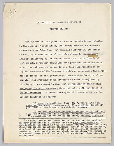"On the Logic of Complex Particulars,"