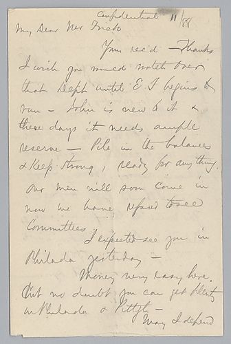Writing from Philadelphia, Carnegie discusses the Edgar Thomson works, labor matters, and requests Frick give his attention to undisclosed business deal