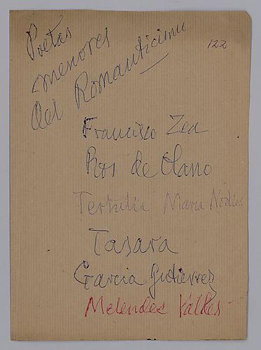 "Poetas menores del Romanticismo: Francisco Zea, Ros de Olano, Tertulia María Nodier, Tasara, Garcia Gutierrez, Menéndez Valdés"