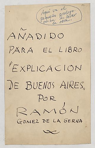 "Prólogo a Explicación de Buenos Aires de Ramón Gómez de la Serna"