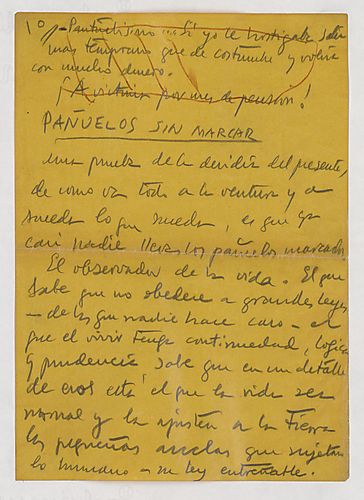 "Pañuelos sin marcar," Manuscript