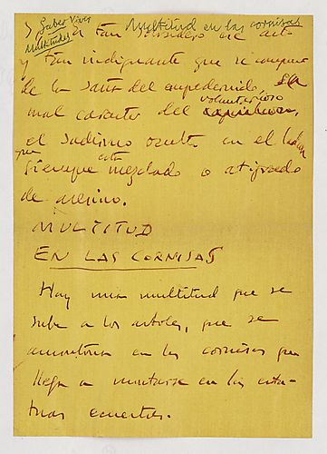 "Multitud en las cornisas," Manuscript