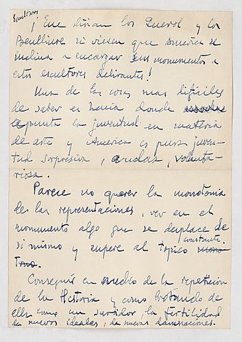 "Escultores," Manuscript