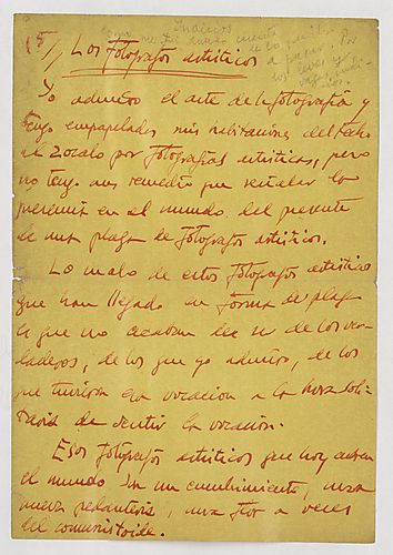 "Los fotógrafos artísticos," Manuscript