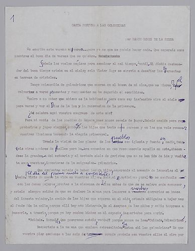 "Carta póstuma a las golondrinas," Annotated Typescript