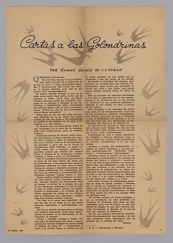 "Cartas al las golondrinas," Published Clipping