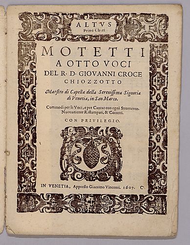 Motetti a otto voci... Commodi per le voci, e per cantar con ogni stromento. Nuouamente composti, & corretti