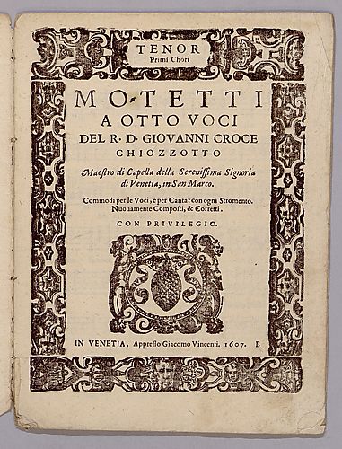 Motetti a otto voci... Commodi per le voci, e per cantar con ogni stromento. Nuouamente composti, & corretti