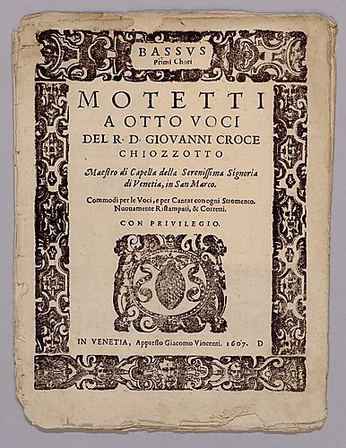 Motetti a otto voci... Commodi per le voci, e per cantar con ogni stromento. Nuouamente composti, & corretti