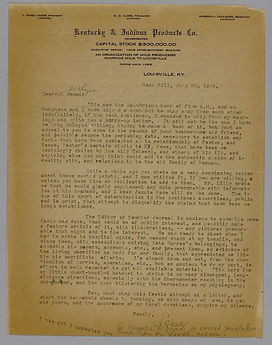 Letter from Lorena Callahan to Evelyn Morneweck