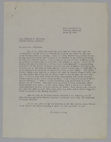 Letter from Evelyn Morneweck to Julie McIlvaine