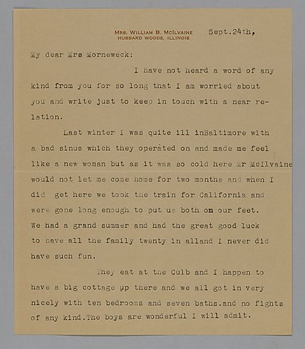 Letter from Julie McIlvaine to Evelyn Mornweck
