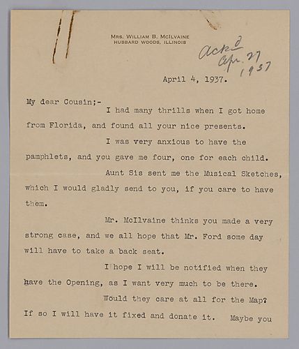 Letter from Julie McIlvaine to Evelyn Morneweck