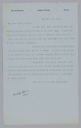 Letter from Julie McIlvaine to Evelyn Morneweck