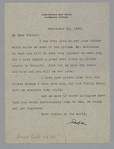 Letter from Julie McIlvaine to Evelyn Morneweck