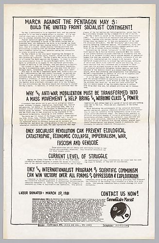 "March Against the Pentagon" Flyer