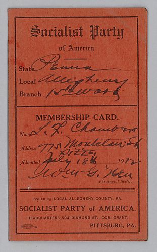 A Socialist Party of America Membership Card