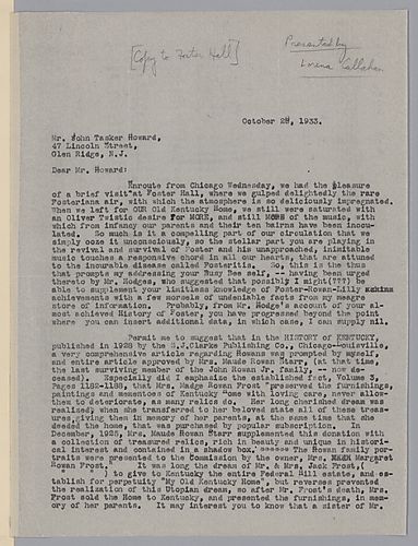 From Lorena Callahan to John Tasker Howard