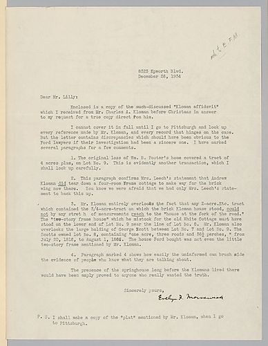 From Evelyn Foster Morneweck to Josiah Lilly