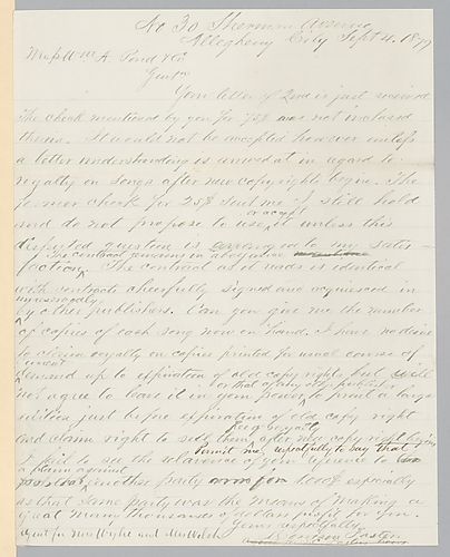 Letter from Morrison Foster to William A. Pond & Co.
