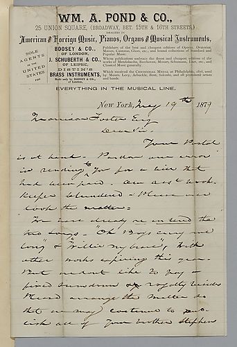Letter from William A. Pond & Co. to Morrison Foster