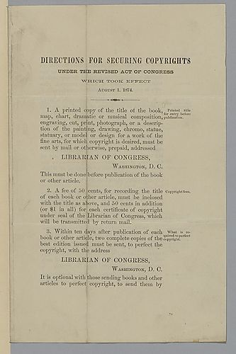 Library of Congress Directions Securing Copyrights