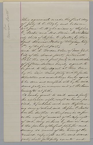 Agreement from Attorney George Murray to Morrison Foster (Morrison Foster's copy)