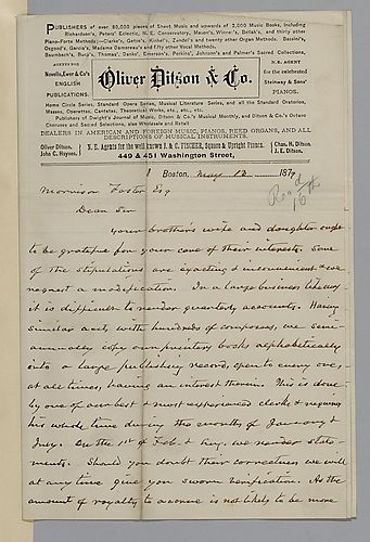 Letter from Oliver Ditson & Co. to Morrison Foster