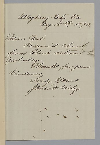 Letter from Jane (Foster) Wiley to Morrison Foster
