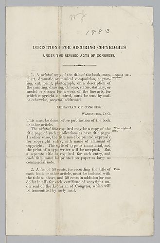 Library of Congress Directions for Securing Copyrights